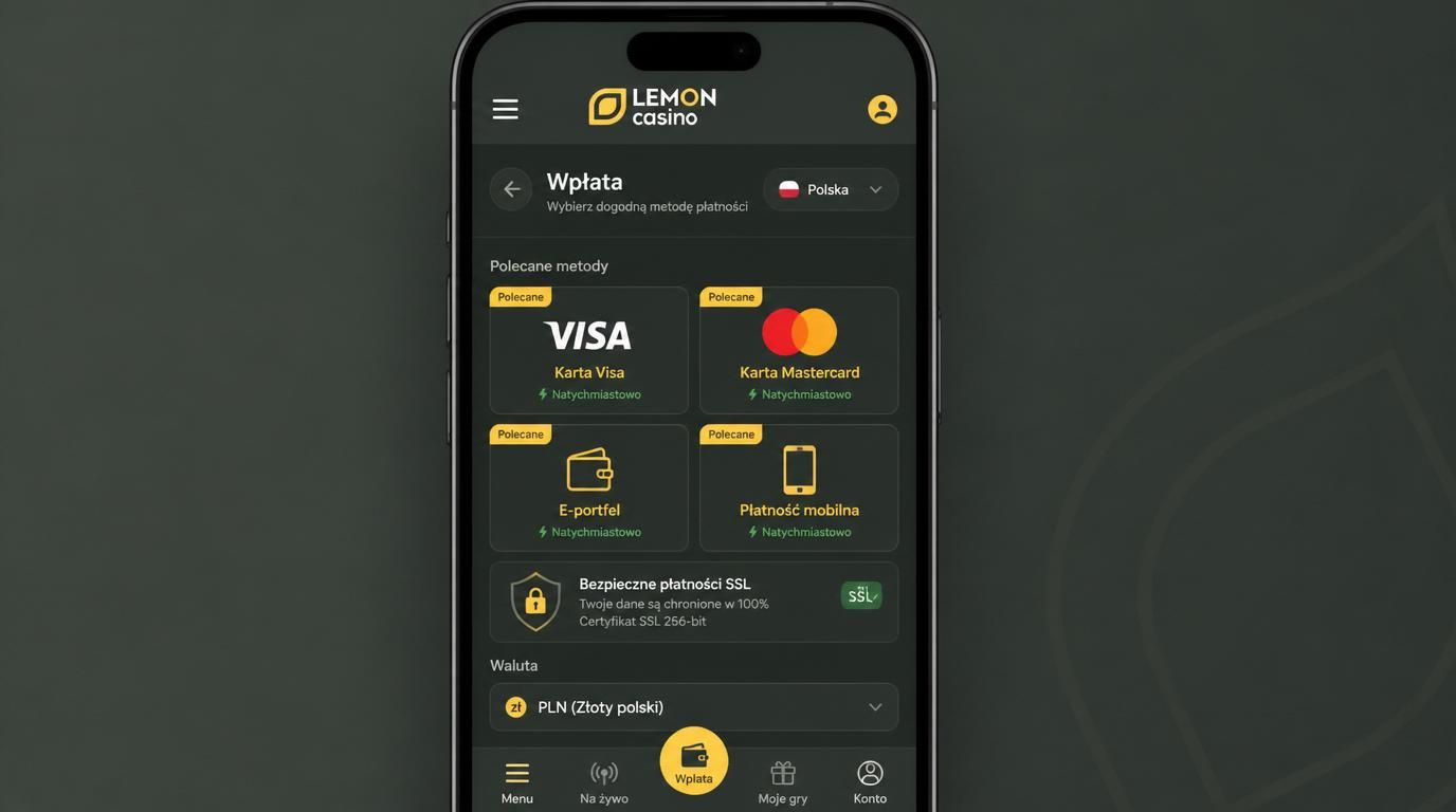 Fizyczne przedstawienie szybkości, wygody i ochrony danych przy wpłatach w Lemon Casino.