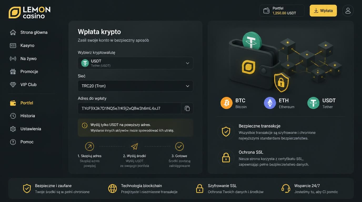 Jak Lemon Casino umożliwia wpłaty krypto – bezpiecznie i łatwo, szczególnie ze stablecoinami.